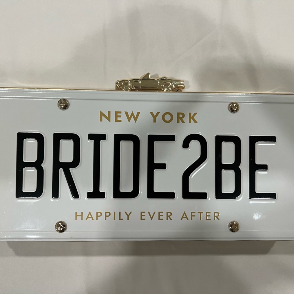 [SOLD] BRIDE2BE RARE Kate Spade License Plate Bridal Clutch Novelty